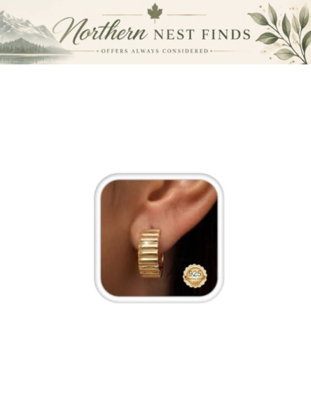 Gold Plated Stud Hoop Earrings Hypoallergenic Chunky Huggie 925 Silver Post